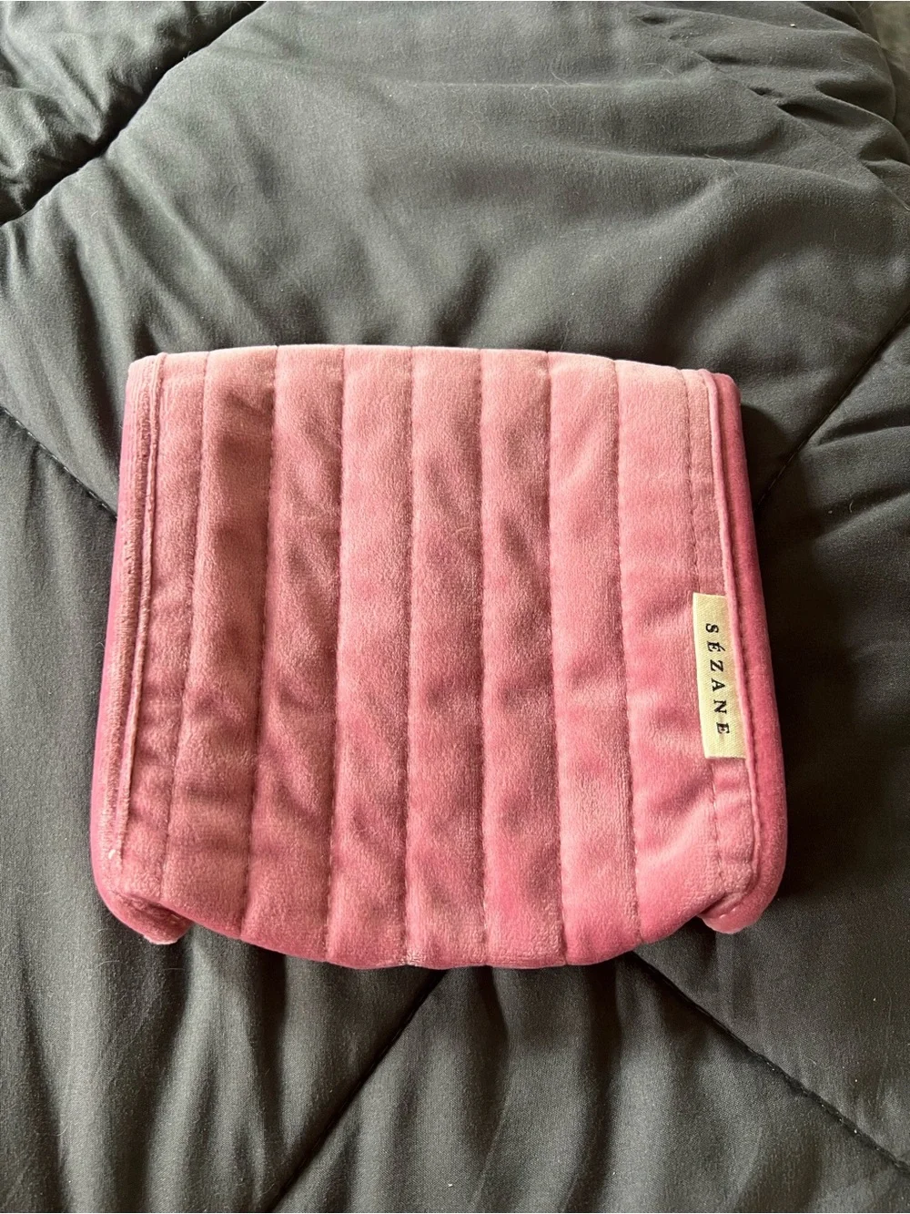 NWOT Sezane Pink Quilted Velvet Pouch 6.5 x 6.5